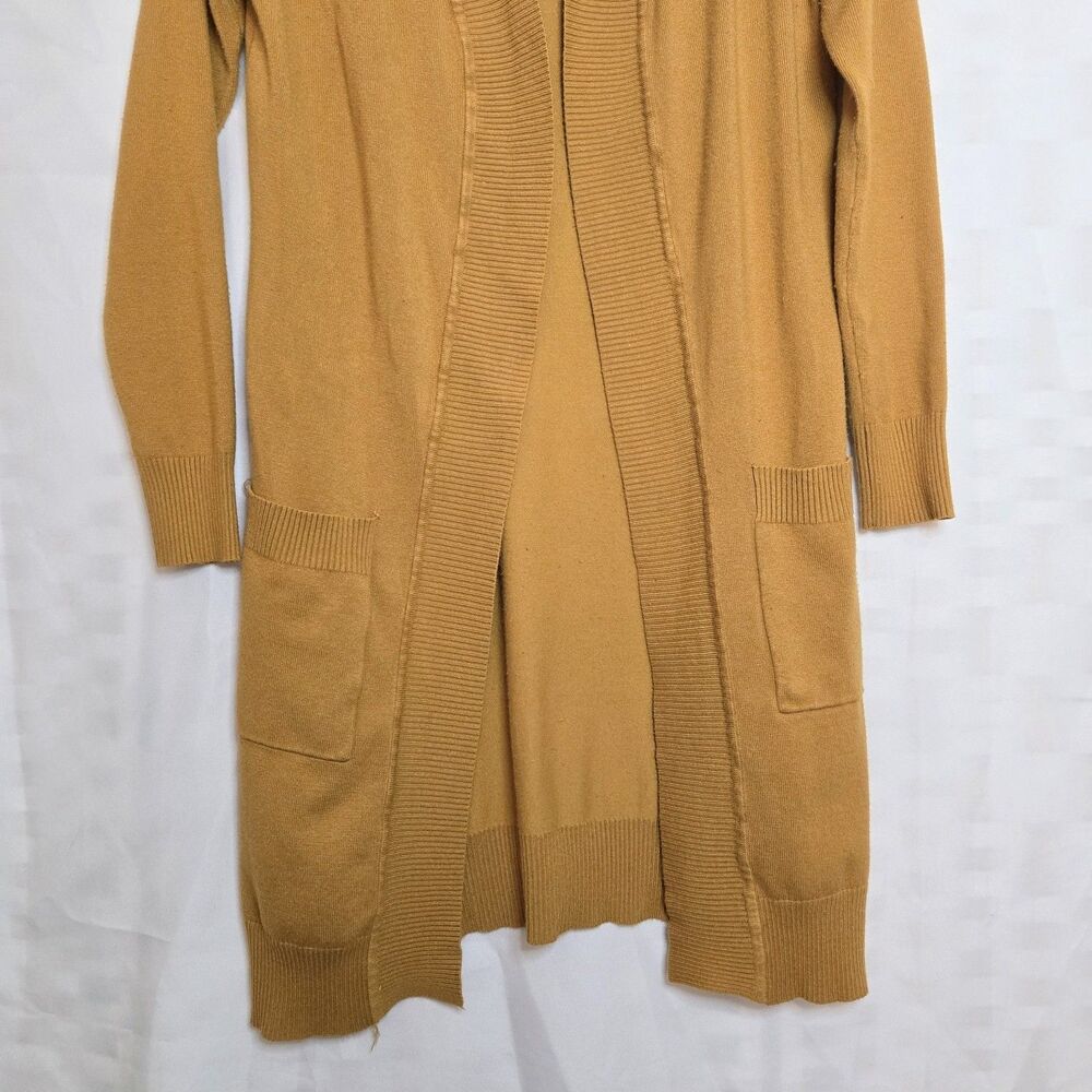 CIELO Cardigan Open Front Long Sleeves Yellow Mustard 2 Pockets Women Medium - Picture 7 of 8